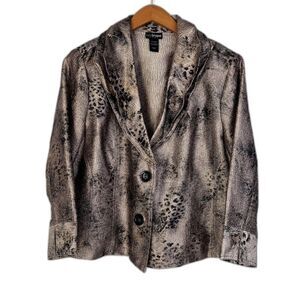 Lane Bryant Tan Animal Print Structured Collar Single Breasted Blazer Sz 14/16W